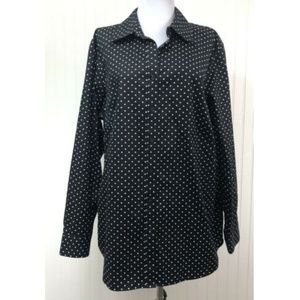 Jones New York 1X Polka Dots Blouse 100% Cotton